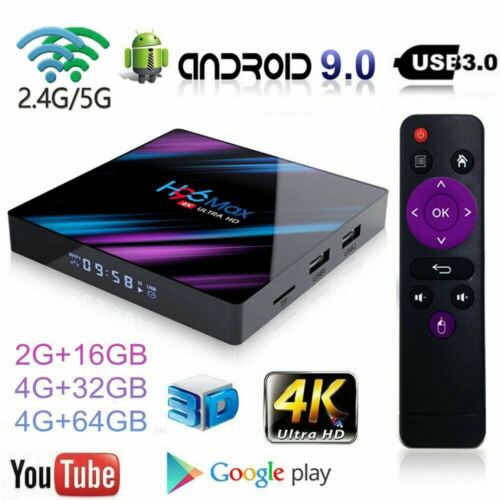 H96 Max Android 9.0 Smart Tv Box 64g Quad Core 4k Hd 5.8ghz Wifi Media Player Us