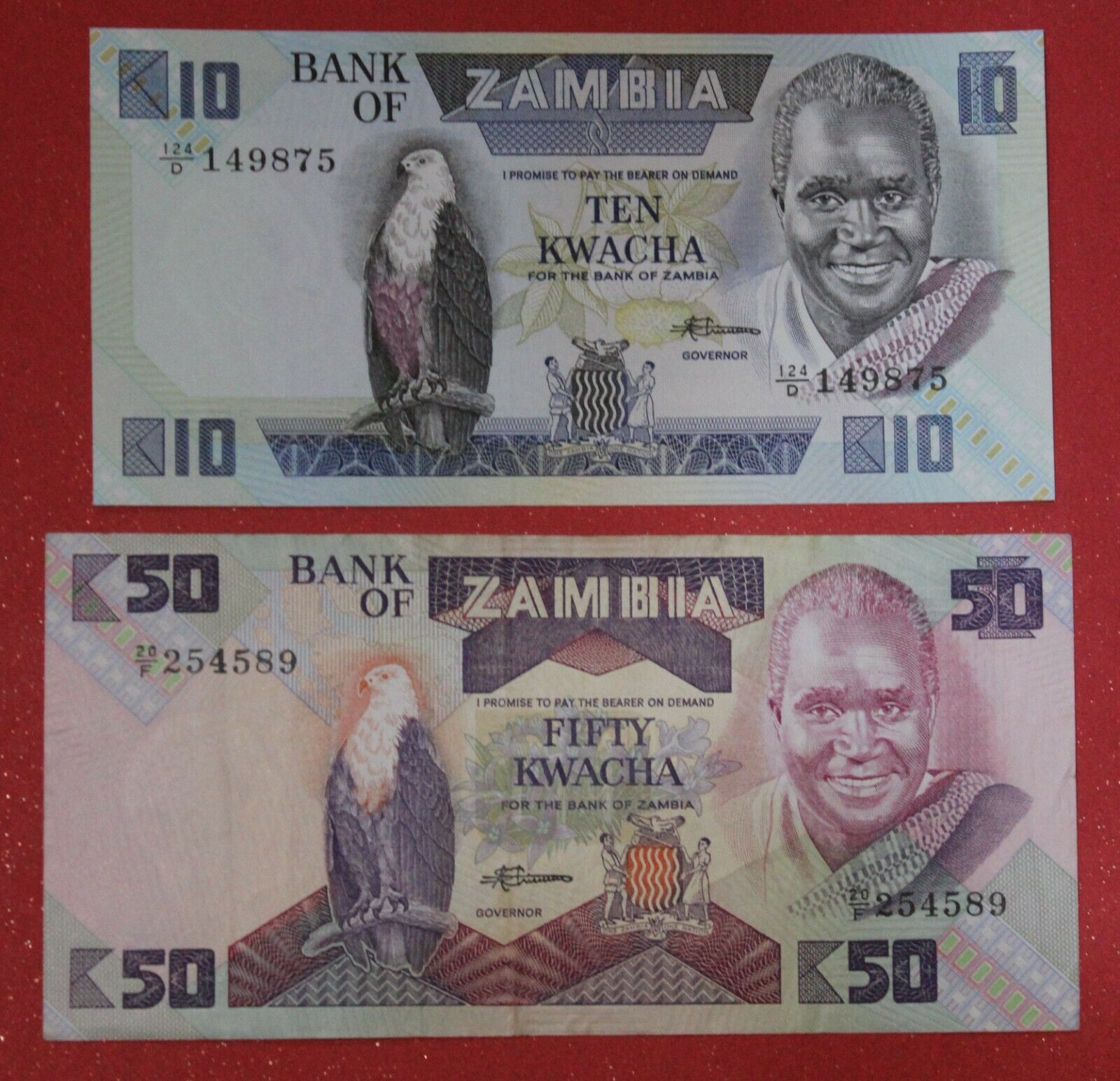 Zambia Banknote - 10 & 50 Kwacha -xf {{71}}