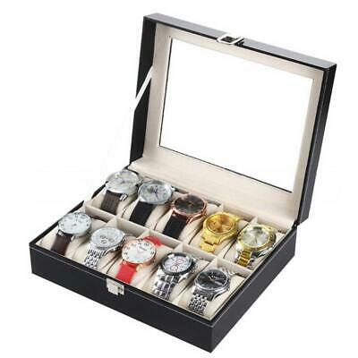 10 Slot Watch Box Leather Display Jewelry Case Organizer Glass Jewelry Storage
