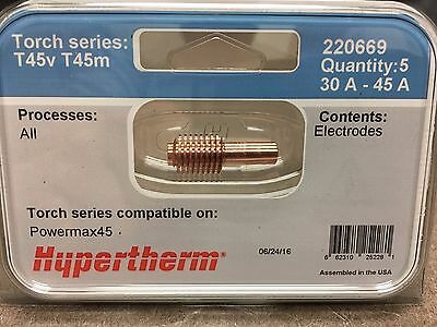 Genuine Hypertherm 220669 Powermax 45 Electrodes 30a 45a (5 Pack) Plasma 45v 45m
