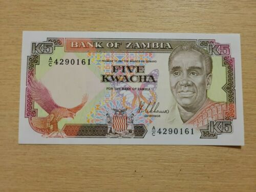 🇿🇲  Zambia 5 Kwacha 1989  P-30a  Unc  Banknote  081021-12