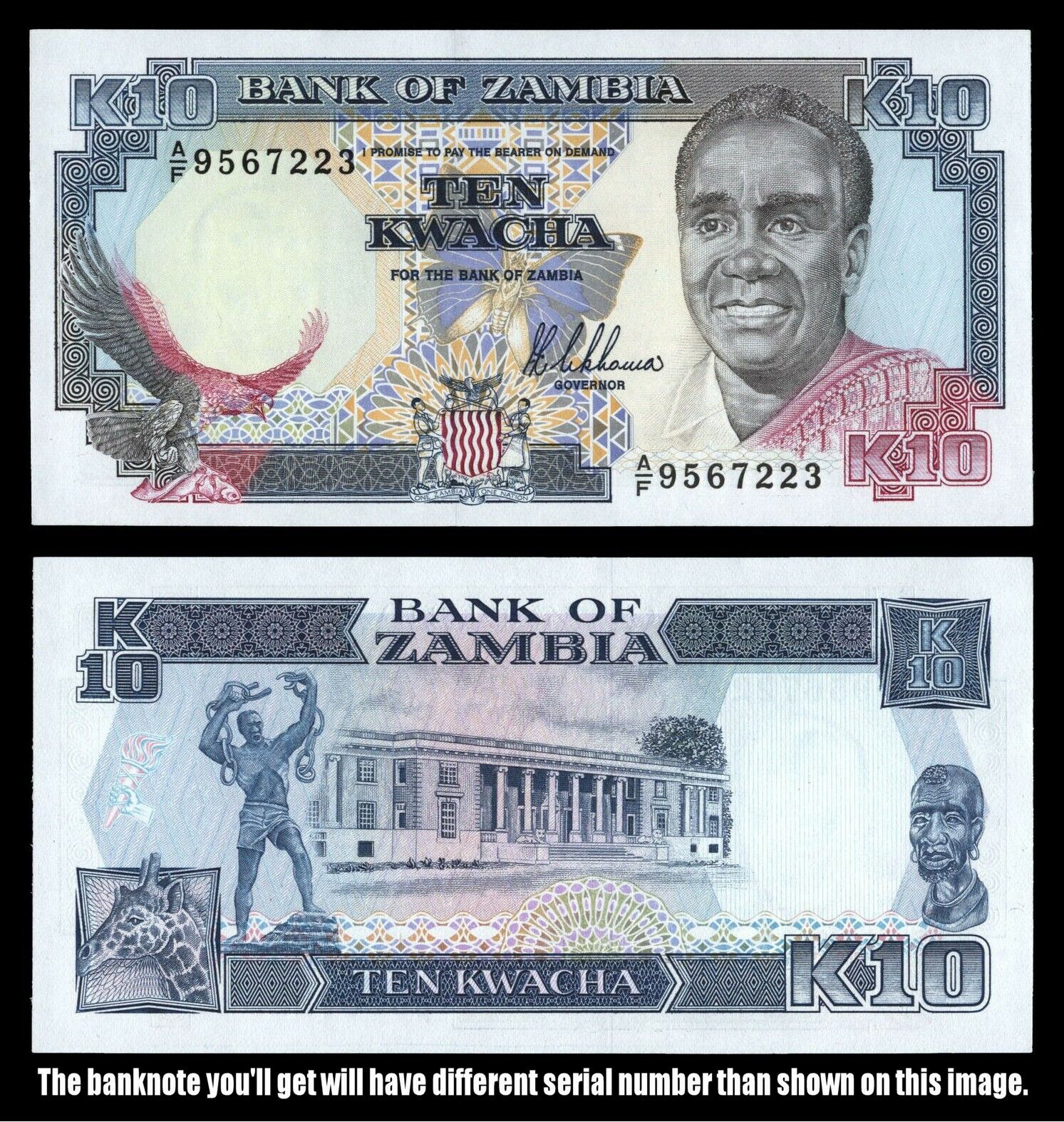 N-000.035} Zambia 10 Kwacha Nd(1989-1991) Unc
